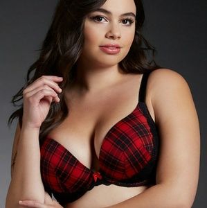 Torrid Red, Black and lace push-up bra